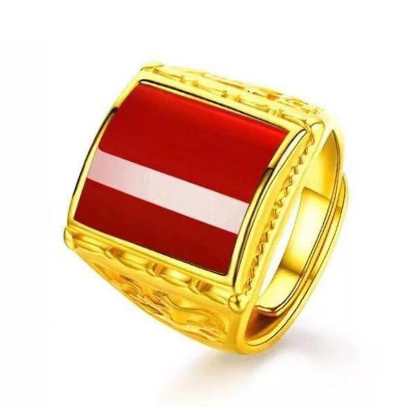 Distinctive Brass Goldplated Open Ring Embellished With Elegant Gemstone For Fashion Lovers
