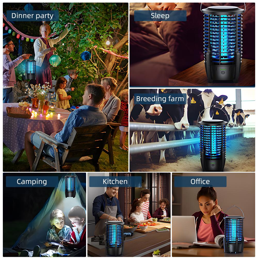 2-in-1 Portable Camping Light and Mosquito Zapper 2000V Electric Bug Zapper Outdoor Lamp Built-in