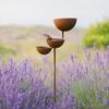 Yousheng 3 Tiered Cascading Rain Catcher Bird Bath, Metal Garden Stake Bird Water Bowl Feeder, Outdoor Pollinator Watering Station for Garden, Patio,