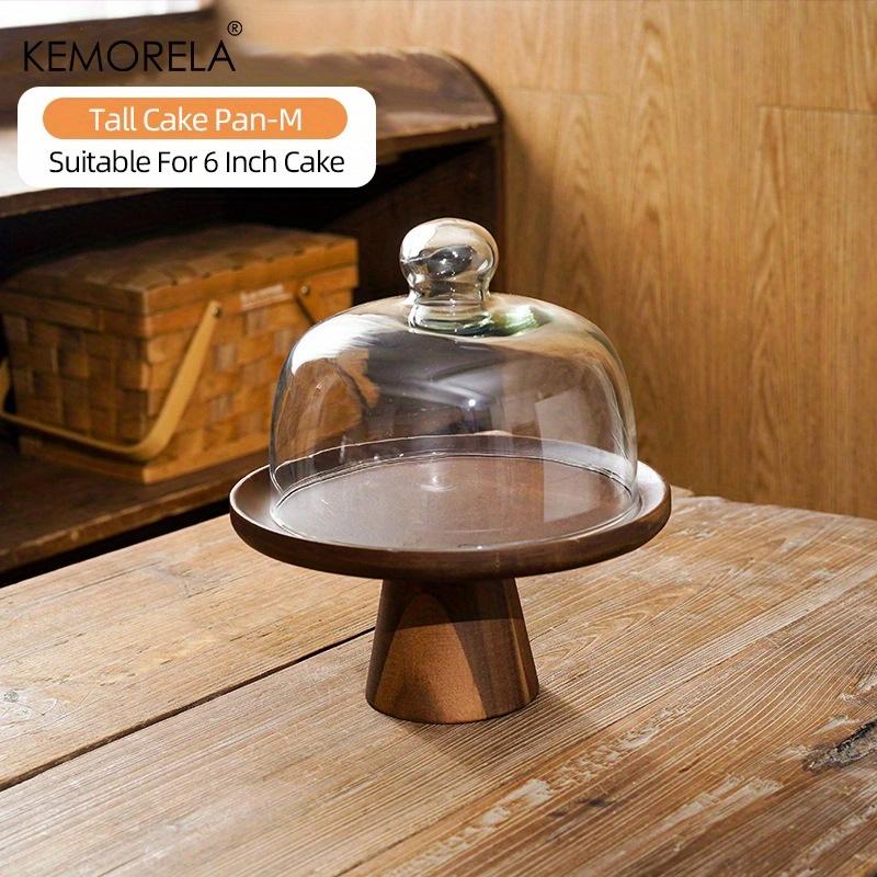 Japanese Wooden Cake Tray Food Storage Box With Glass Lid Kitchen Fruit Cake Dessert Nut Snack Kitchen Storage Box