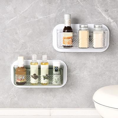 Wall-mounted Spice Storage Rack Plastic Cosmetics Organizer Household Storage Shelf  for Bathroom