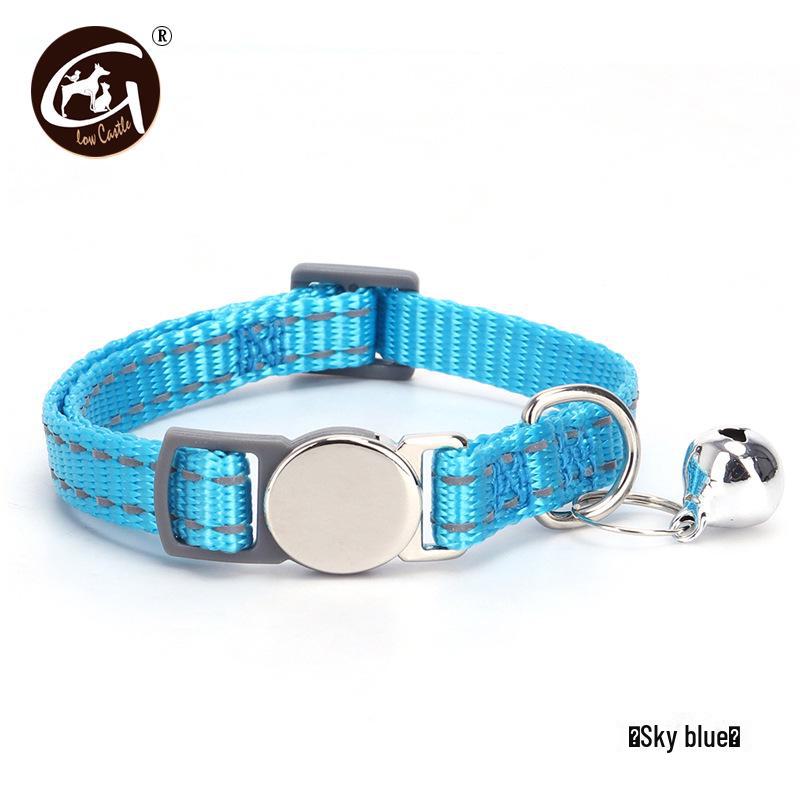 Reflective Nylon Cat Collar with Engraved Metal Buckle