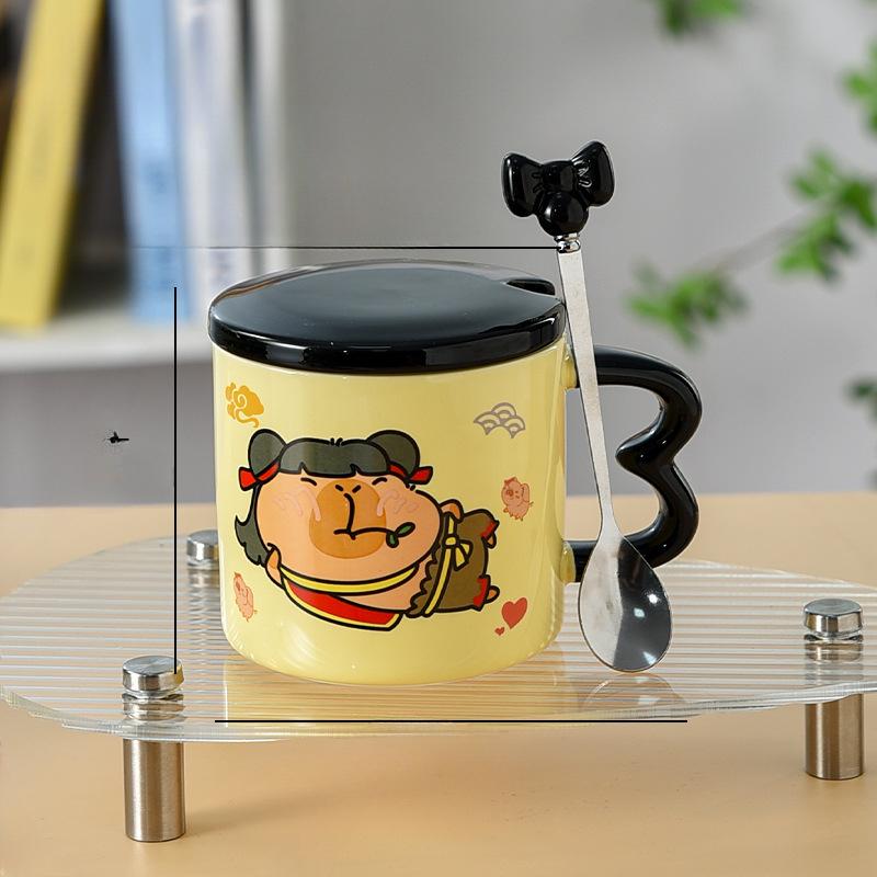 Kapibala Nezha Abstract Funny Cup Ceramic Mug with Lid with Spoon Personalized Creative Children's Drinking Cup