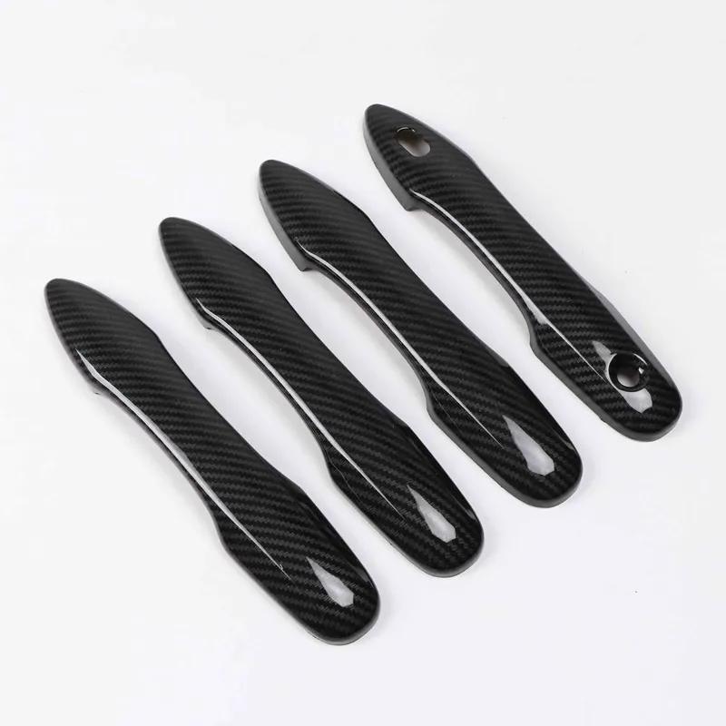For Toyota Yaris Cross     2024 ABS Carbon Fiber Black Door Handle Cover Trims Car Styling Accessories