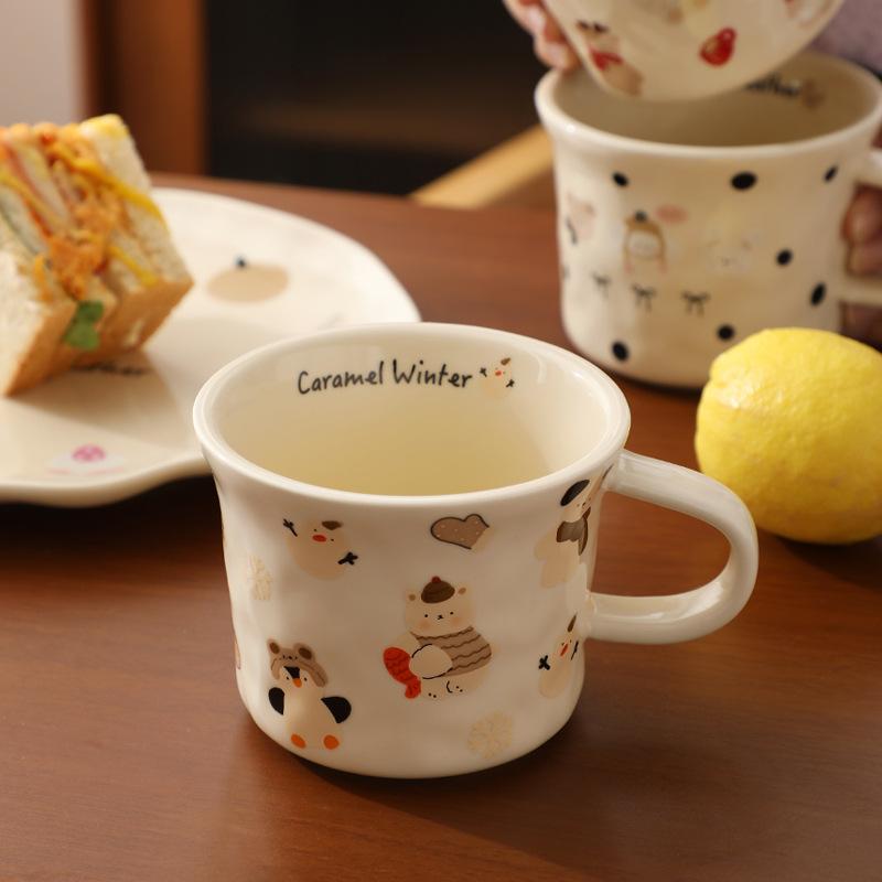 Kreative Niedliche Cartoon Keramiktasse Handgekniffene Kaffeetasse Haushaltsteetasse Frühstückstasse Becher Trinktasse