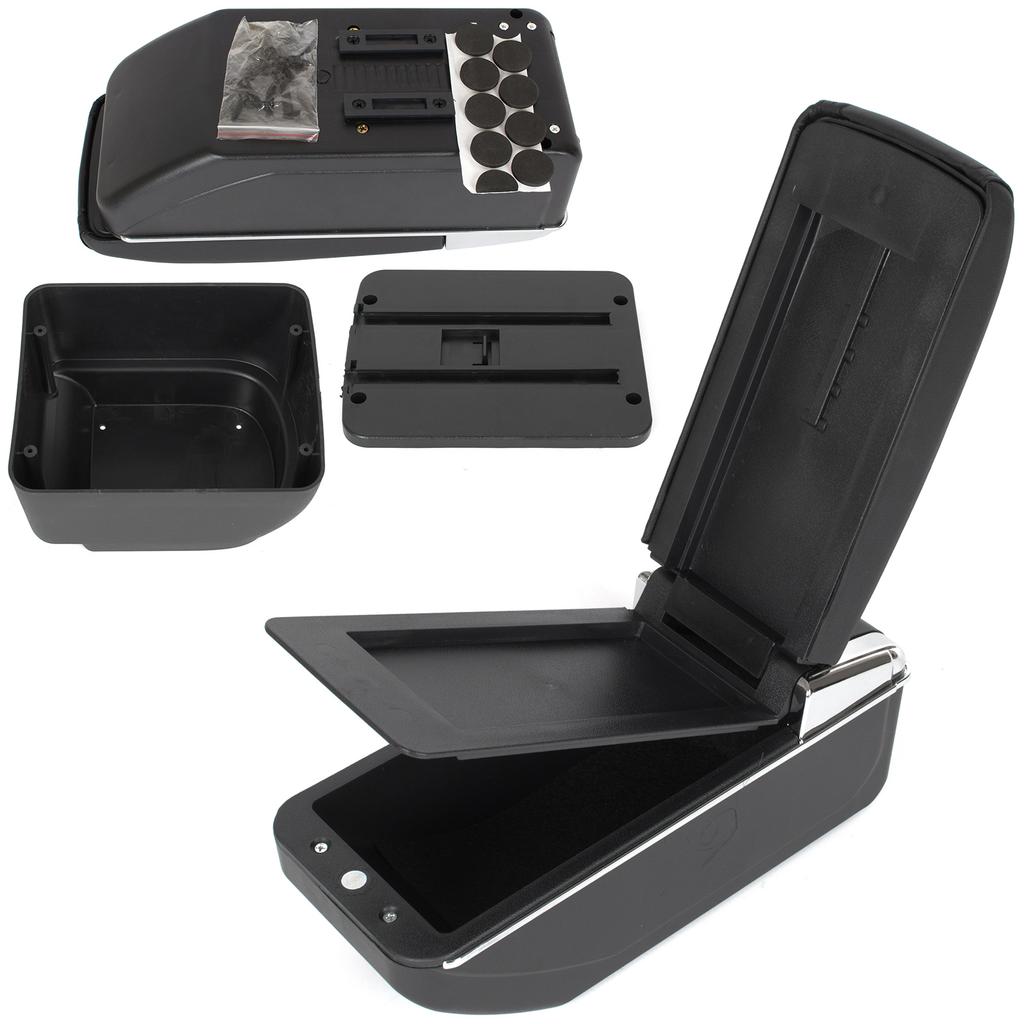 Bracciolo Mazda 2 07-14 con vano portaoggetti NERO ECO PELLE + kit di montaggio