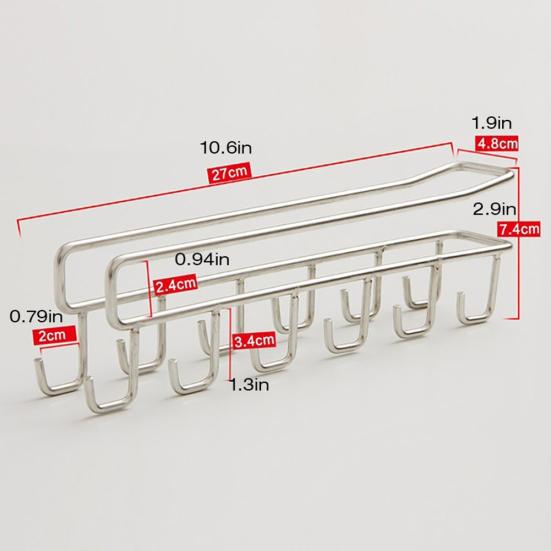 Tea Coffee Cup Holder Mug Metal Rack Under Shelf Board Hook Cupboard Organizer