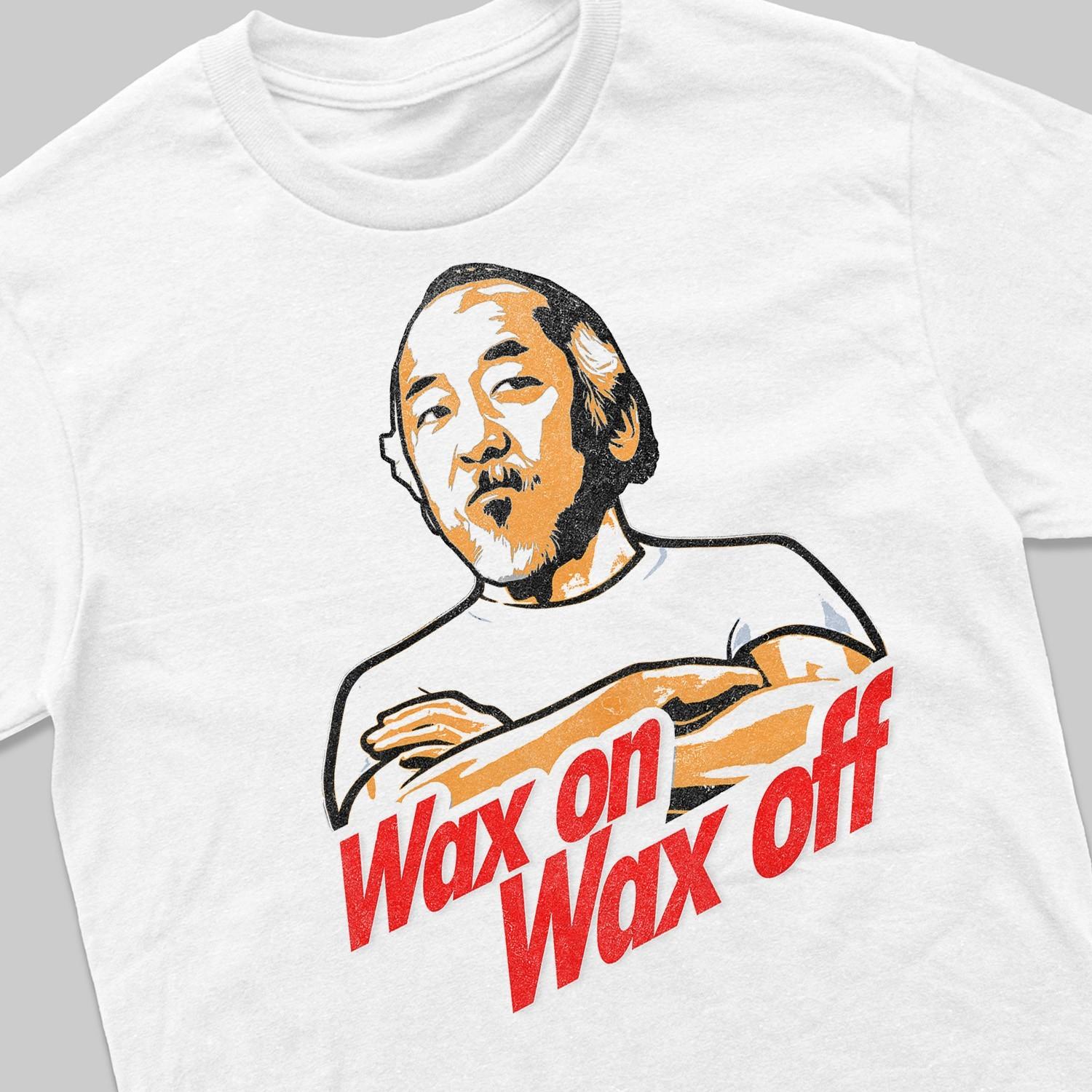 Vintage Retro Karate Kid Miyagi Larusso Wax On Off Apply Polish T Shirt Mens Womens Tees Top XL