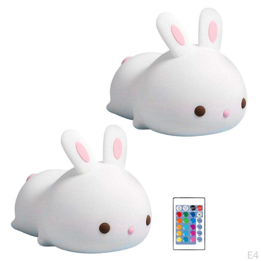 Night Light - Silicon Bunnies Pets Nursery Color Changing LED Decor with and Remote Control for