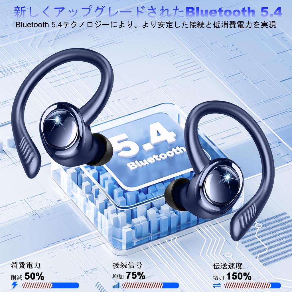 2025 Bluetooth Wireless Instant Automatic Up to 50 Hours of Sound 4 ENC Noise IPX7 LED Perfect for and Sports 5.4 Earbuds, Connection, Pairing,