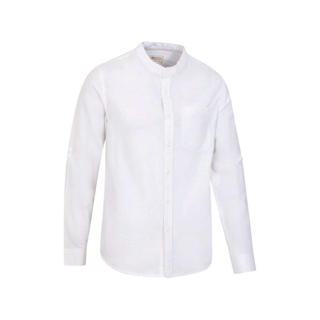 Mountain Warehouse Mens Lowe Linen Blend Grandad Collar Shirt