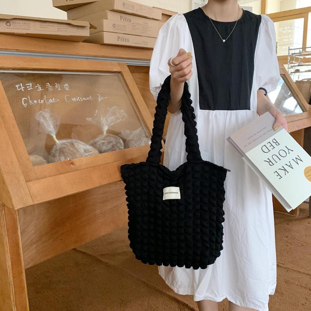 Japanese Cloud Bubble Flower Canvas Shoulder Bag for Female Students