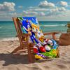Ultra-Soft Beach Towel with Sonic Theme,Ideal for Pool - Camping, Diving - Perfect Travel Essential, Vibrant Beach Towel.