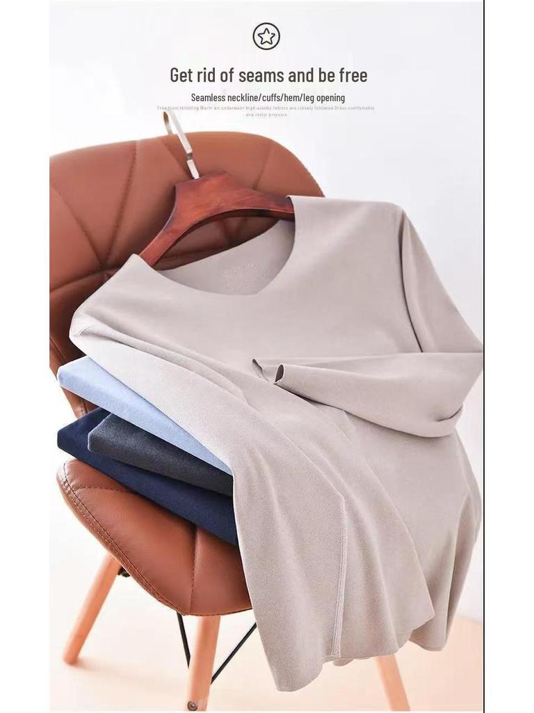 Men's Seamless V-Neck Warm Set - Autumn/Winter German Velvet Base Layer