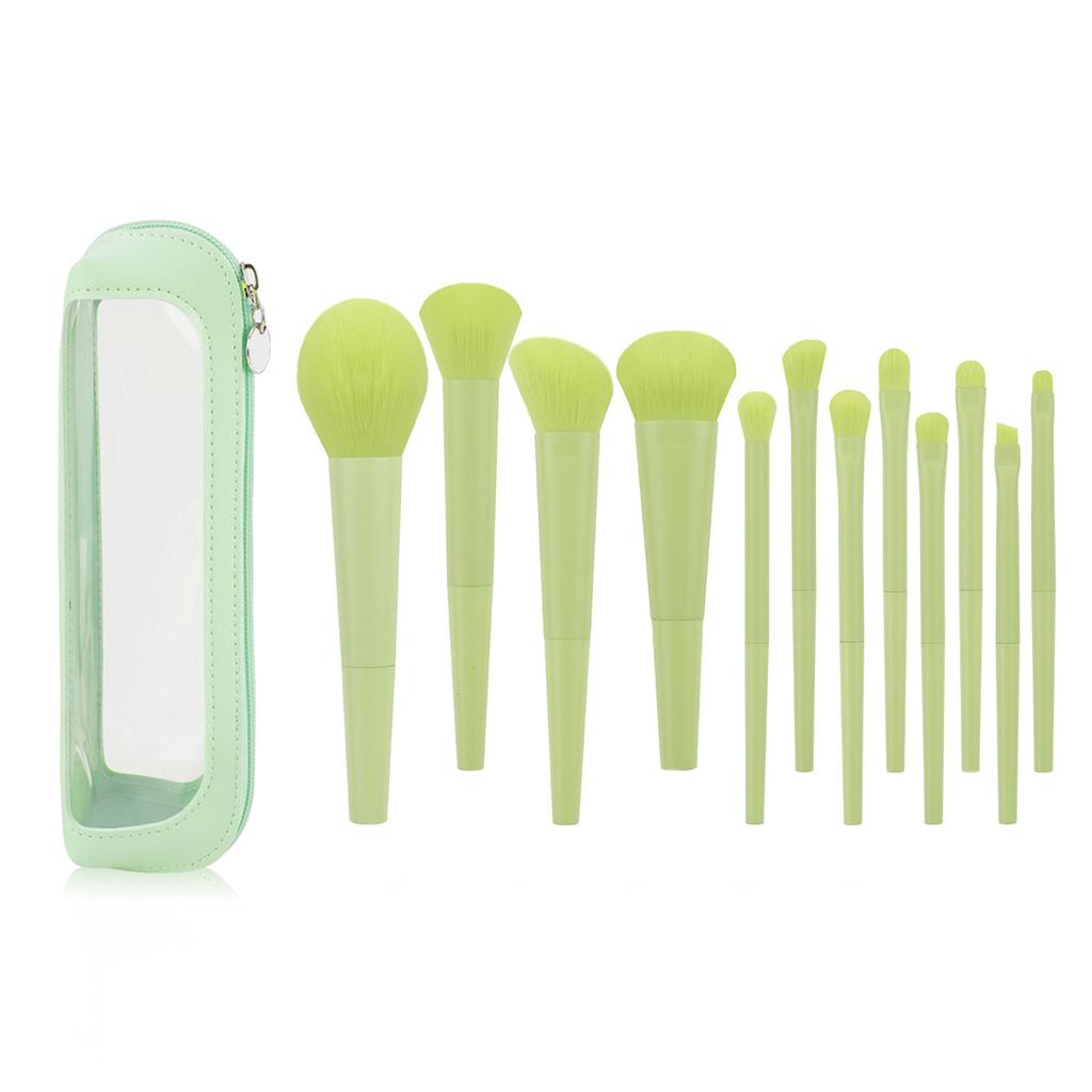 12 makeup brushes with bag set Three-color hair makeup brush Eye brush Foundation brush Contour loose powder brush Beauty tool now