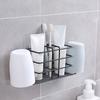 Bathroom Shelves Toothbrush Holder Metal Bathroom Toothpaste Holder With Multifunctional Electric Toothbrush Black