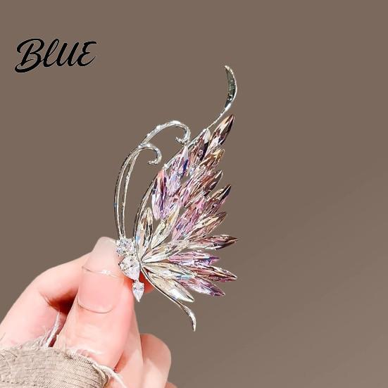 Butterfly Brooch Rhinestone Wing Lapel Pin Sweater Women Cardigan Coat
