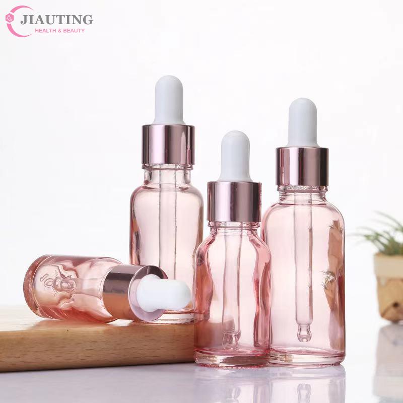 Dropper Bottles Refillable 5-100ML Rose Gold Lid Cosmetic Container Glass Aromatherapy Liquid For Essential Massage Oil Pipette