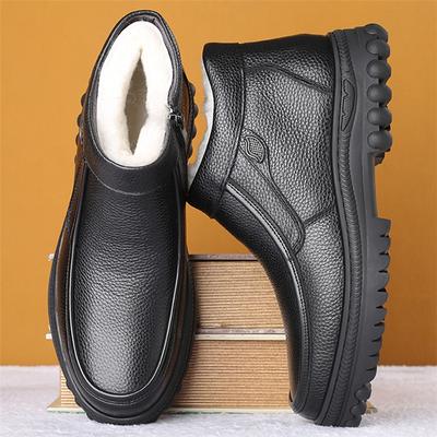 Moda 2024 Nowe Męskie Zimowe Buty Jakość Skórzane Buty Markowe Białe Ciepłe Pogrubione Wewnętrzne Buty 38-44 Męskie Śniegowce Skórzane