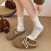 One pedal bag head and half slippers, wearing Boken single shoes 2025 autumn new retro embroidered flat-soled Boken shoes women