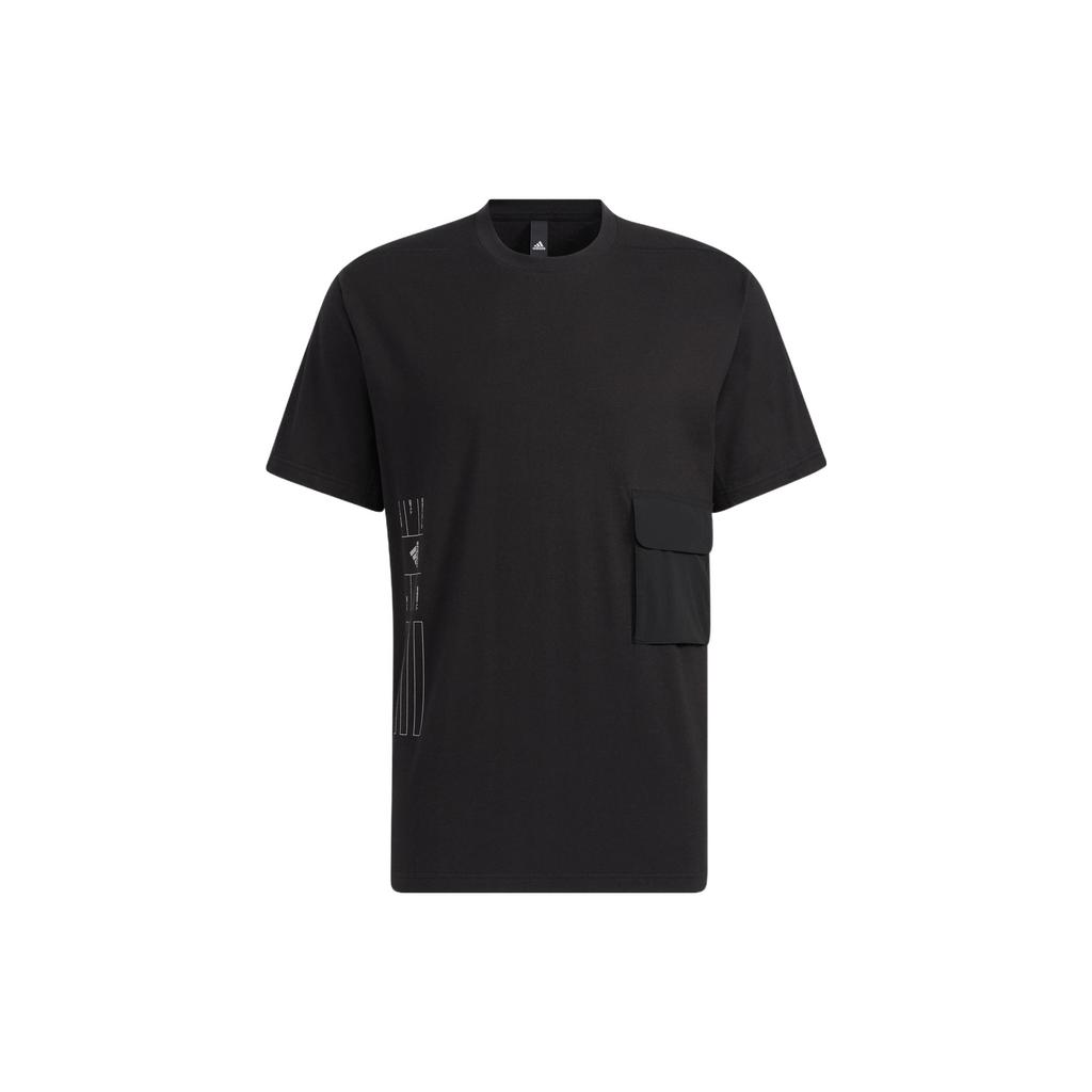 Adidas T Shirts Men's Black Crew Neck Moderate Straight Fit HE9945