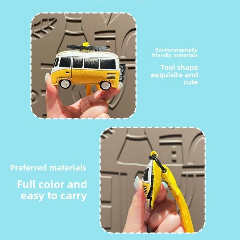 PU Leather Bus Shape Keychain Unique Bag Pendant Fashion Design Cartoon Airplane Keychain Women