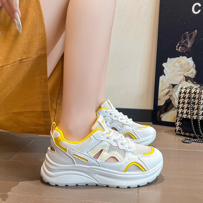 Fashion and Versatile Casual Breathable Heightening Mesh Dad Shoes Women's 2025 Summer New Models Show Small and Light Sports Shoes