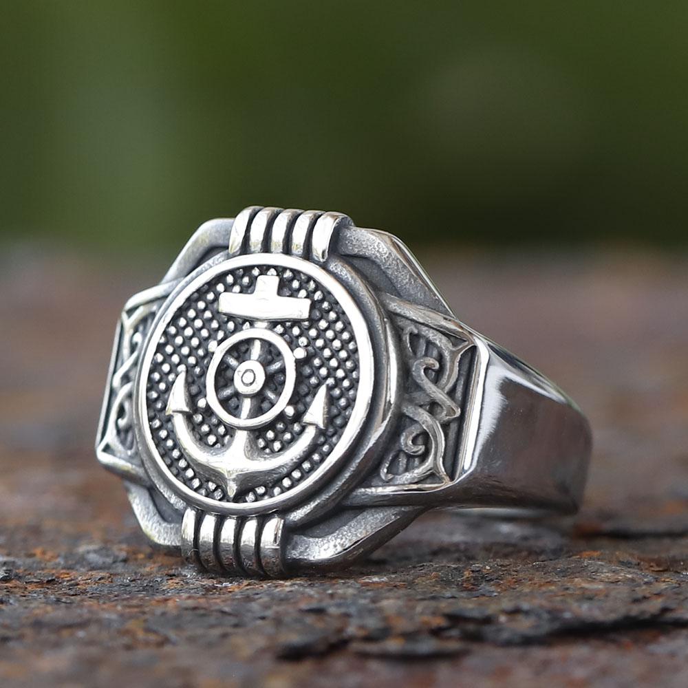 New 316L Stainless Steel Vintage Biker Ring With Anchor Patterns For Men Women Punk Motorcycle Jewelry Gift