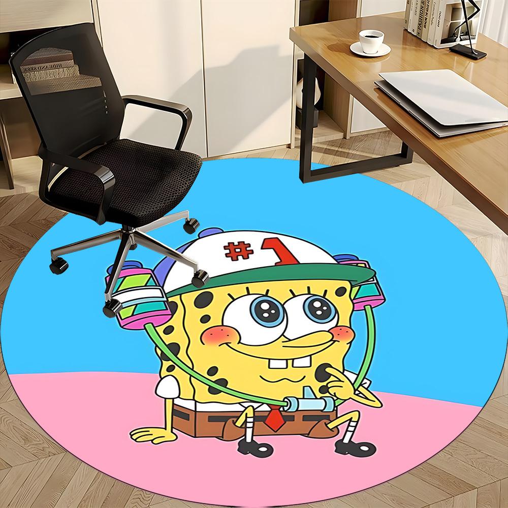 1pcSpongebob Office Round Area Rug, Indoor Mat Suitable For Office,Bedroom Living Room Home Decor, Room Deco A0928130
