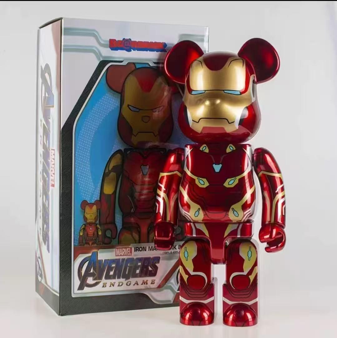Bearbrick 400% Железный Человек- Тематический Агрессивный Медведь Строительный Блок Украшение 400% (28 cm)