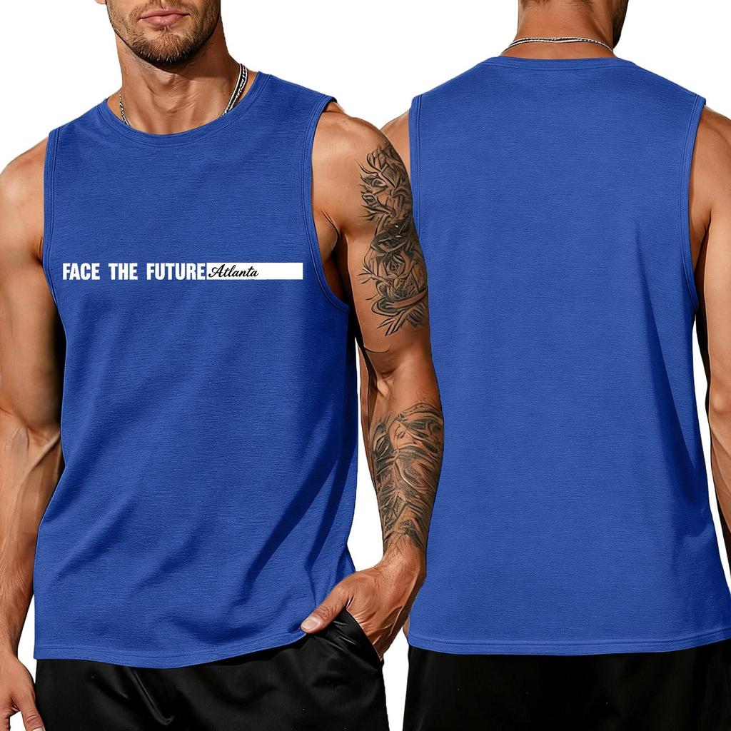 Men's Loose And Casual Trend Letter Pattern Printed Tank Top For Men, Men's Sporty Breathable Sleeveless Top