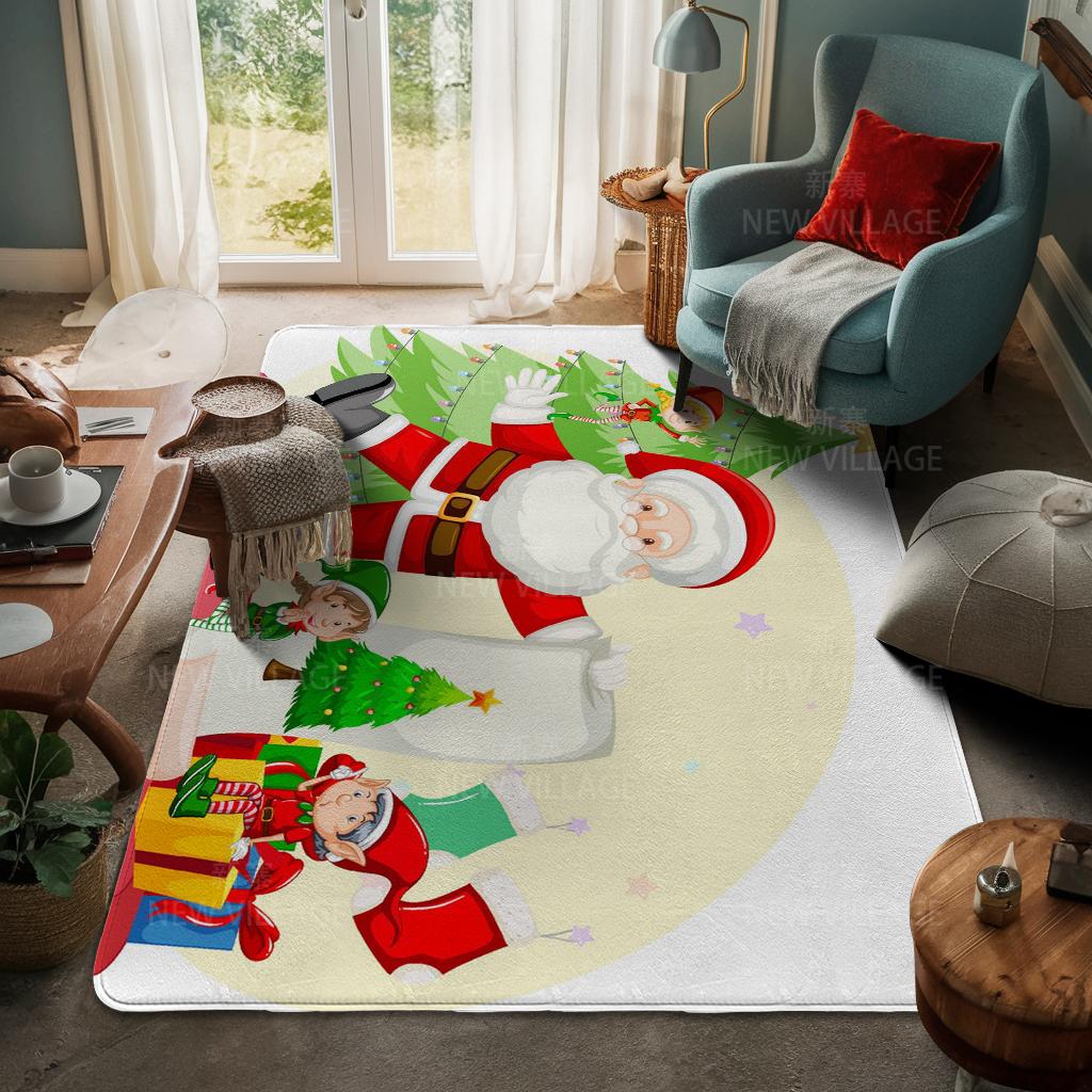 House Entrance Carpet Home Door Mat Living Room Bath Foot Bathroom Non-slip Water Absorption Rugs Bath Merry Christmas Winter