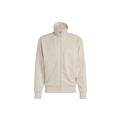 Originals Trefoil Full Print Logo Embroidered Zip-Up Stand Collar Jacket Men Jacket Beige HZ4154