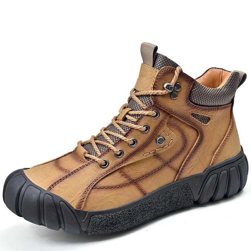 Мужская уличная походная обувь из натуральной кожи с высоким берцем, повседневная обувь 39