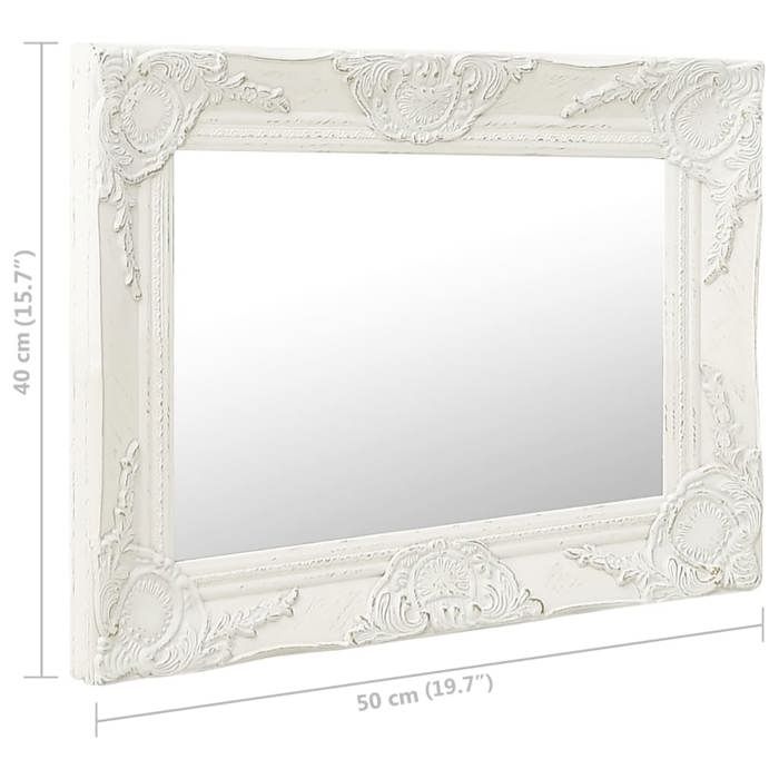 VidaXL Miroir mural style baroque 50x40 cm Blanc 320308