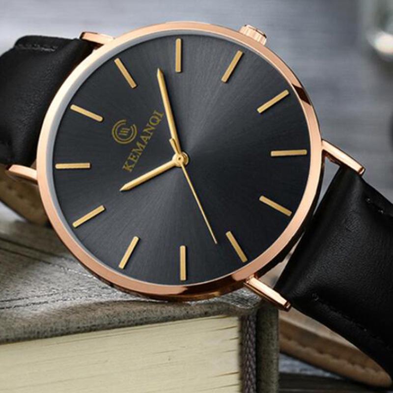 Top Luxury Brand Ultra Thin Watches Men Simple Watch Blue Glass Leather Band Quartz Wristwatches Men Casual Watch Best Gift