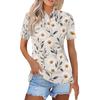 Women's Fashion Short Sleeve Shirt, Floral Print Button Front, Side Slits, Lightweight Summer Casual Top
