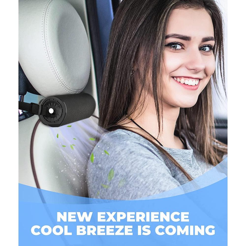 Ventilador para asiento de automóvil, ventilador de enfriamiento para asiento de automóvil con ventilador de automóvil portátil eléctrico de 3 velocidades, ventilador de aire de enfriamiento fuerte alimentado por USB, correa ajustable para SUV