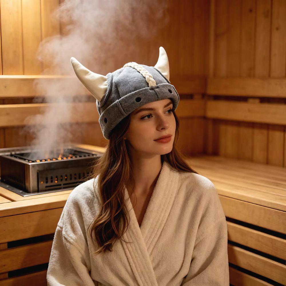 Wool Felt Material Sauna Hat Heat Resistant Steam Bath Headwear Gifts Horn Hat Festival Events
