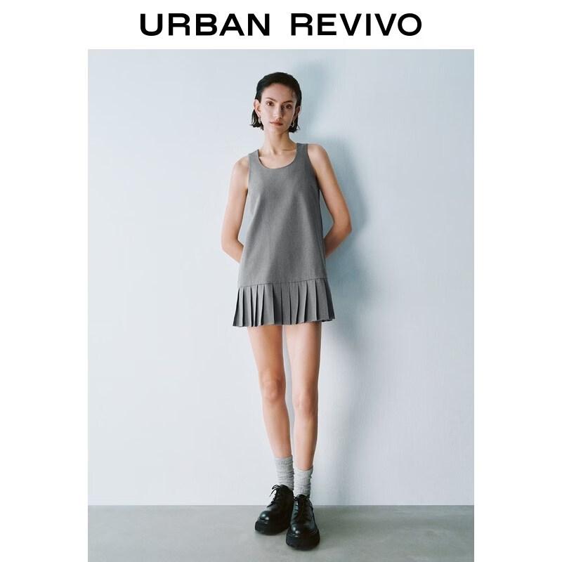 UR2026 Women s Pleated Sleeveless Casual Dress S