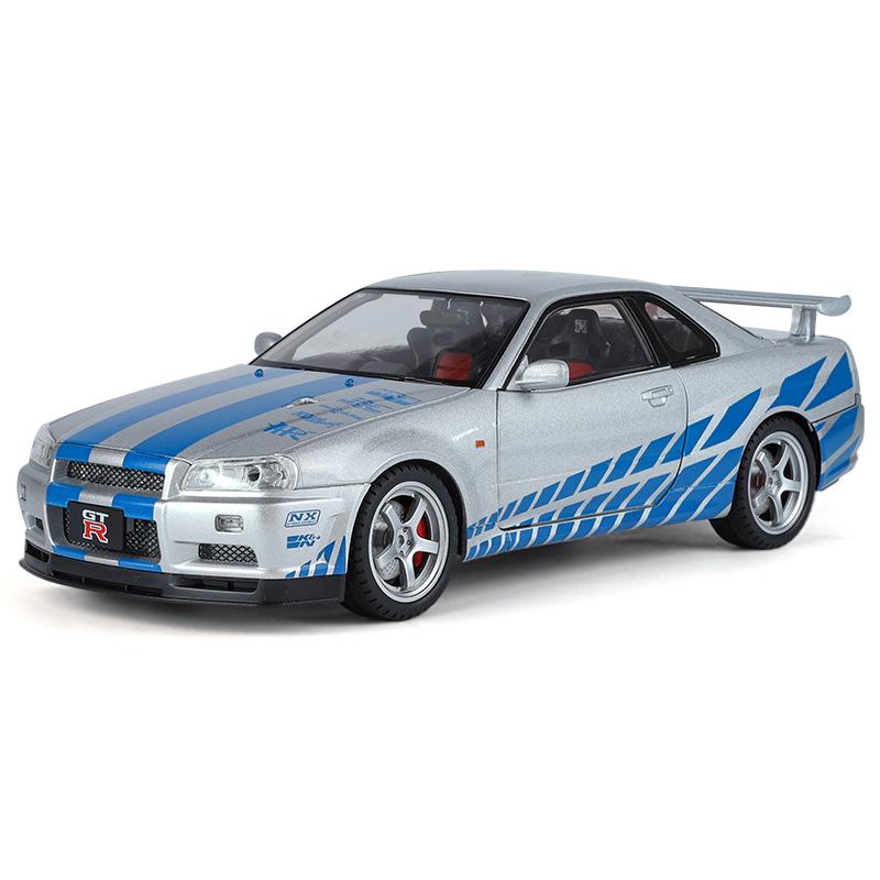 1/18 Nissan Skyline Ares GTR GT-R R34 Legierung Sportwagen Modell Diecasts Metall Rennwagen Fahrzeuge Modell Simulation Sound Licht Kinder Geschenke