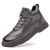 Winter First Layer Cowhide Wool Men's Warm Cotton Shoes Leather Velvet High-top Outdoor Casual Dad Men's Shoes Northeast