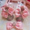 Dollbling Girls Pink Crown Ballerina Baptism Shoes Infant Dazzling Shoes Dress Handmade Mommy Daughter Outfit Bling Botties