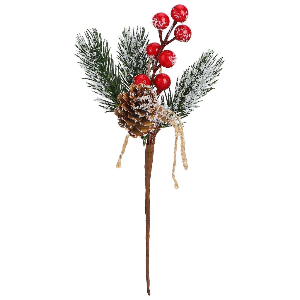 Artificial Pinecone and Berry Picks Faux Pine Tree Needles Branches Xmas Floral Picks for DIY Floral Arrangement