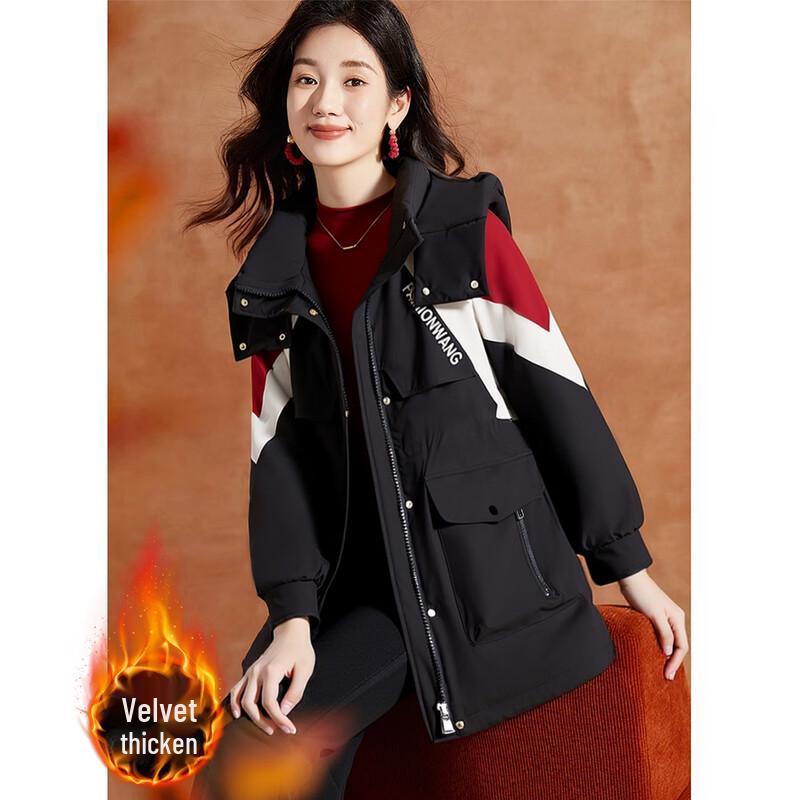 

Kebeier Women s Hooded Padded Waist-Cinched Parka 4XL