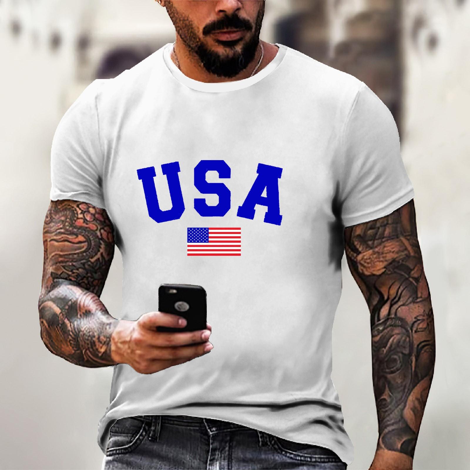 

Мужская футболка с короткими рукавами и принтом «День независимости» XXXL белый