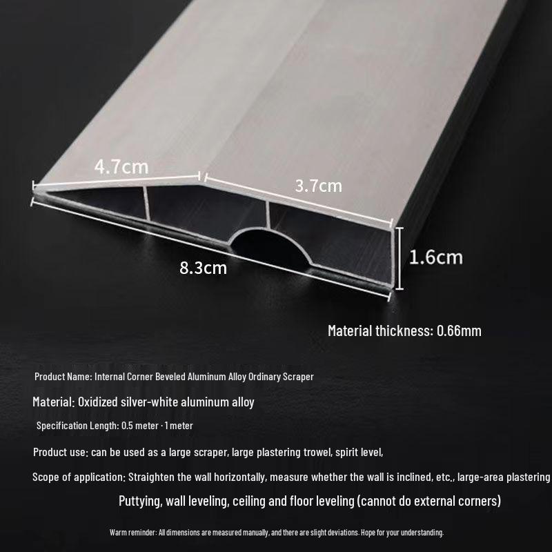 Aluminum Alloy Multi-Purpose Scraper and Corner Ruler for Plastering and Wall Leveling