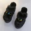 Slim Women's Slim Slippers Wedge Water Diamond Inner Elevated Thick Sole Shoes Women's Autumn and Winter Shoes Fur Plush Fashion