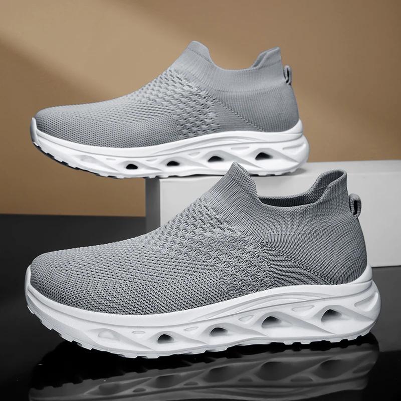 

Men s Running Shoes Knitting Breathable Mesh Athletic Sneakers Women Outdoor Lightweight Non Slip Casual Jogging Shoes Men 38 серый