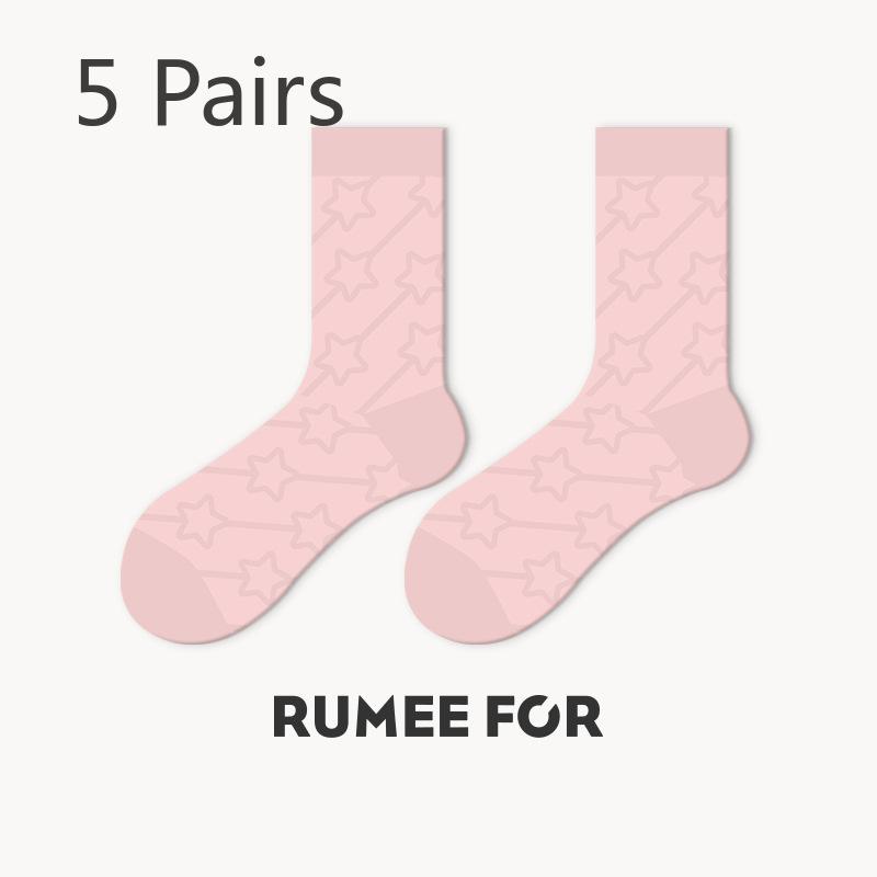 

5 Pairs of Thickened Postpartum Warm Mid Calf Socks with Autumn and Winter Fur Loops for Women 5 Pairs